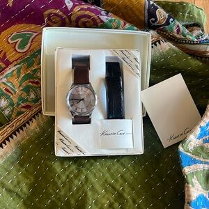 NIB - elegant and stylish Kenneth Cole men’s watch with two leather bands!